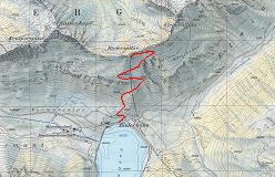 Kort over ruten fra Bielerhöhe til toppen af Bielerspitze