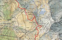 Kort over ruten fra Col de Bâ Combe til Mont Rogneux og videre ned mod Comba Médran