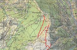 Kort over ruten fra Hannigalp til toppen af Wannehorn