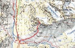 Kort over ruten fra Jamtal til Westliches Gamshorn