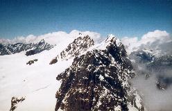 Roccia Nera med de øvrige Breithorn-toppe i baggrunden, set fra Pollux