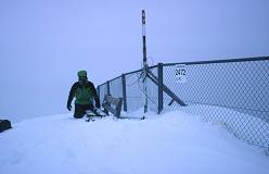 Under orkanagtig storm på Lauberhorn, december 2001.