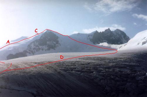 Bishorn og Weisshorn set fra omegnen af Cabane de Tracuit