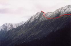 Ruten fra Näderwald til toppen af Rauher Kopf set fra Brandle