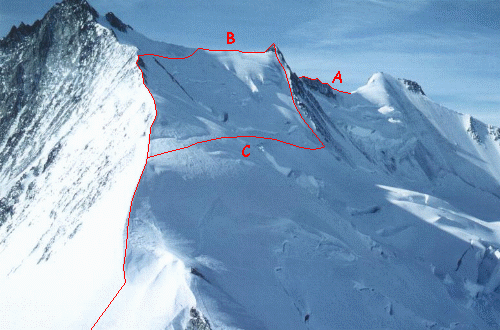 Nadelhorn, Stecknadelhorn og Hobärghorn set fra Ulrichshorn