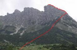 Ruten til toppen af Taghaube set fra Erichhütte