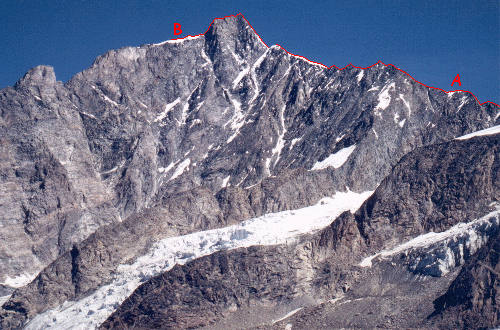 Täschhorn set fra Wissgrat.