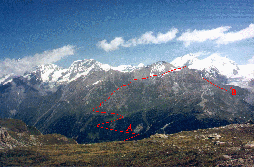 Unterrothorn med Oberrothorn i baggrunden set fra Höhbalmenweg